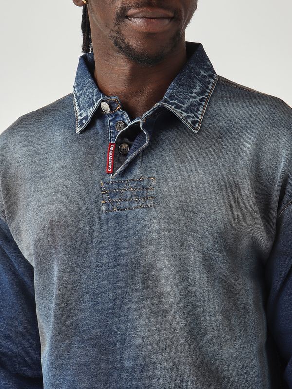 5. Herren-Poloshirt aus Baumwolljersey Denimblau Dsquared2 s74ha1611d13192