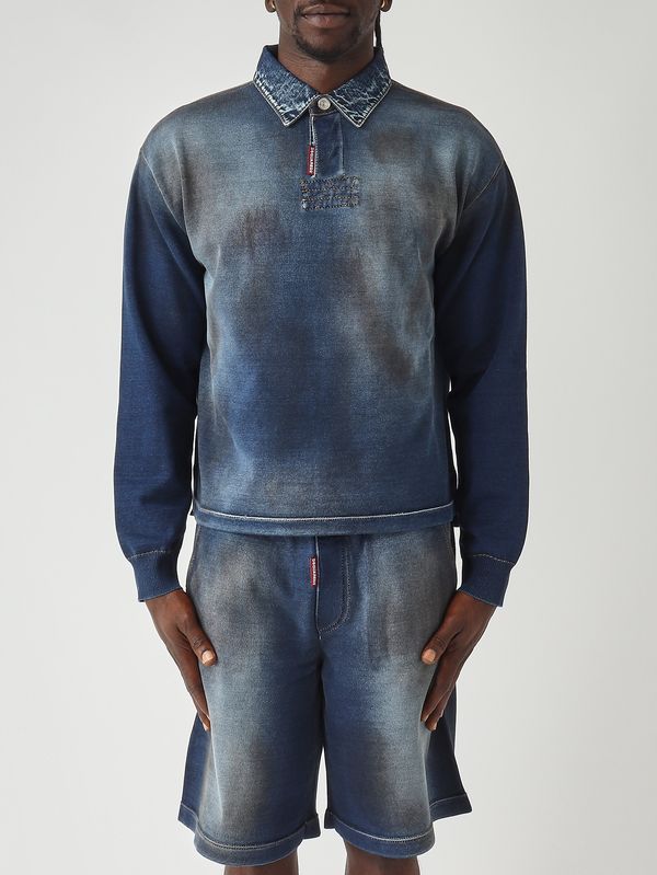 Polo uomo in jersey di cotone Blu Denim Dsquared2