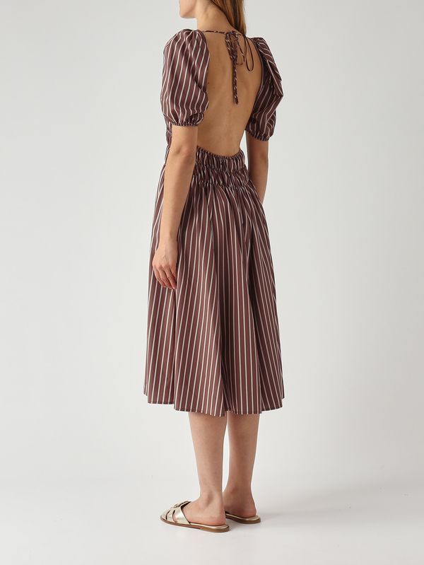 pinko brown dress Slim-fitting calf-length dress in linen main image 0