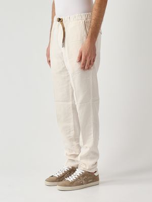 2. Pantalon homme Greg en toile parachute de coton et lin mélangés Ivoire