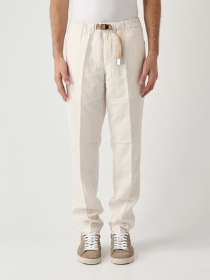 1. Pantalon homme Greg en toile parachute de coton et lin mélangés Ivoire