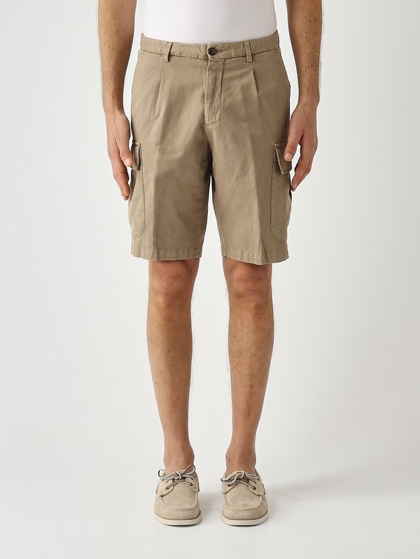 1. Herren-Bermuda Newport aus Baumwolle und Leinen mit Stretchanteil Dunkelbeige Briglia newport300559