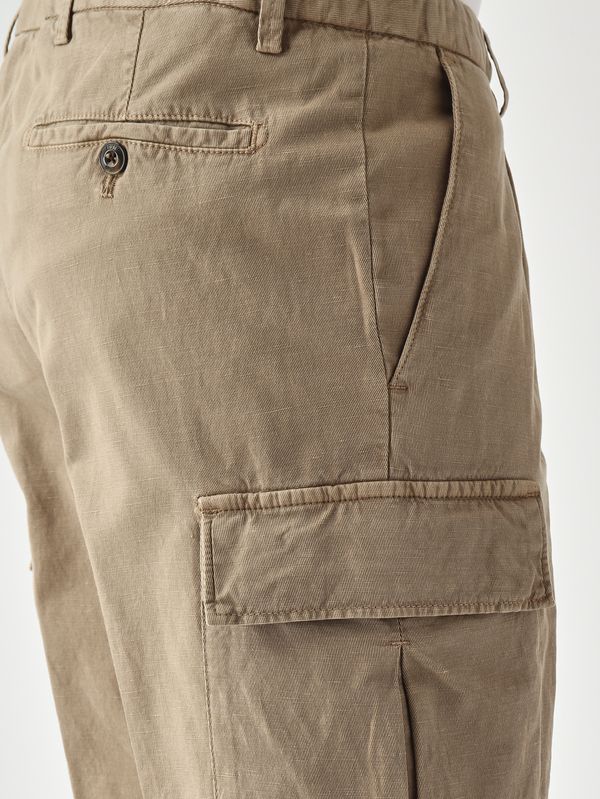 4. Herren-Bermuda Newport aus Baumwolle und Leinen mit Stretchanteil Dunkelbeige Briglia newport300559