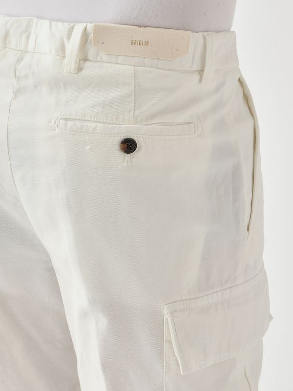 4. Herren-Bermuda Newport aus Baumwolle und Leinen mit Stretchanteil Weiß Briglia newport300559