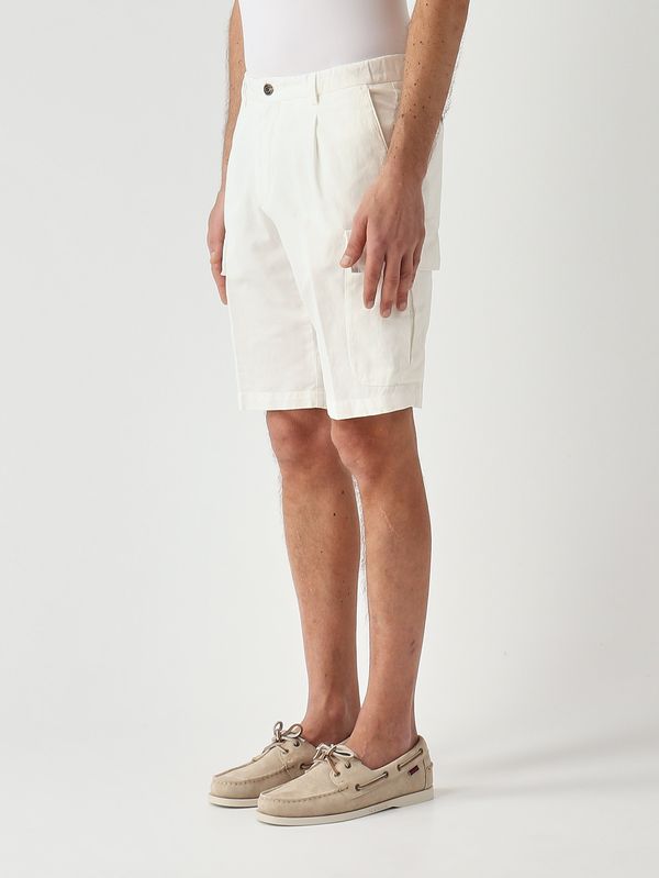 2. Herren-Bermuda Newport aus Baumwolle und Leinen mit Stretchanteil Weiß Briglia newport300559