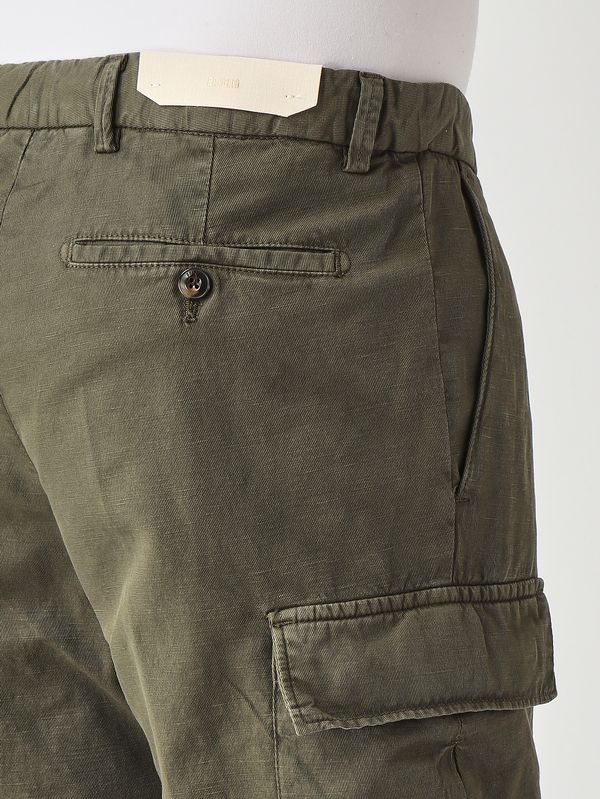 4. Pantalón corto para hombre Newport de algodón y lino elástico. Militar Briglia newport300559