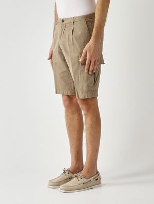 2. Herren-Bermuda Newport aus Baumwolle und Leinen mit Stretchanteil Dunkelbeige