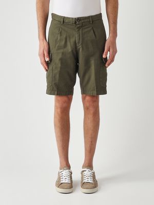 1. Pantalón corto para hombre Newport de algodón y lino elástico. Militar