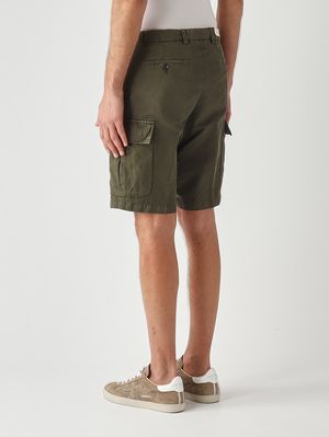 3. Pantalón corto para hombre Newport de algodón y lino elástico. Militar