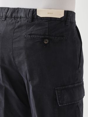4. Herren-Bermuda Newport aus Baumwolle und Leinen mit Stretchanteil Marine