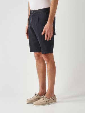 2. Herren-Bermuda Newport aus Baumwolle und Leinen mit Stretchanteil Marine