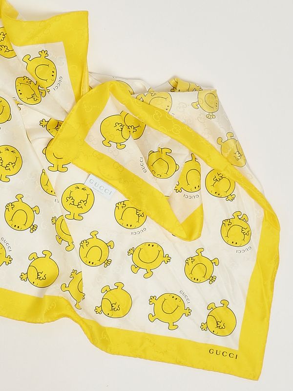 2. Kindertuch aus Modal und Seide Weiß-Gelb Gucci 8591144k025