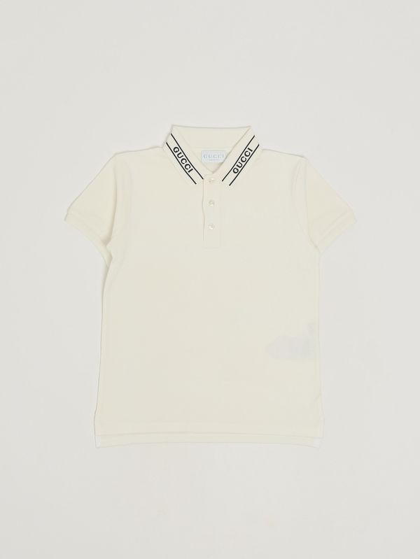 1. Kinderpoloshirt aus Stretch-Baumwolle Weiß Gucci 805405xjhnl