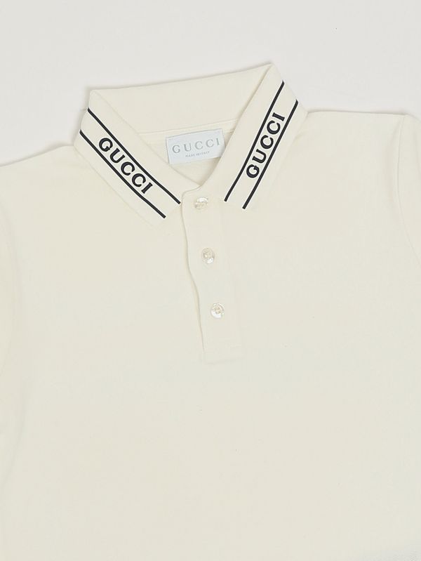 3. Kinderpoloshirt aus Stretch-Baumwolle Weiß Gucci 805405xjhnl
