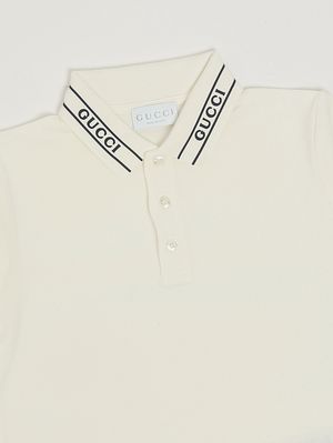 3. Kinderpoloshirt aus Stretch-Baumwolle Weiß