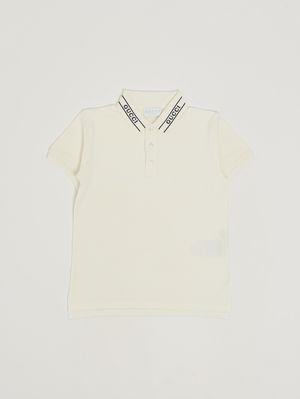 1. Kinderpoloshirt aus Stretch-Baumwolle Weiß