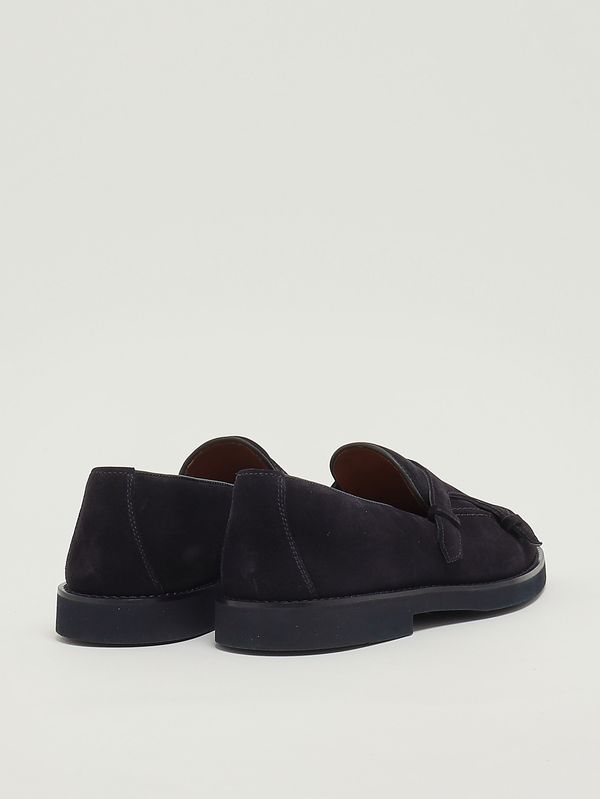 3. Mocassino uomo Adler Double Monk in suede Navy Doucal's du3419salouf009