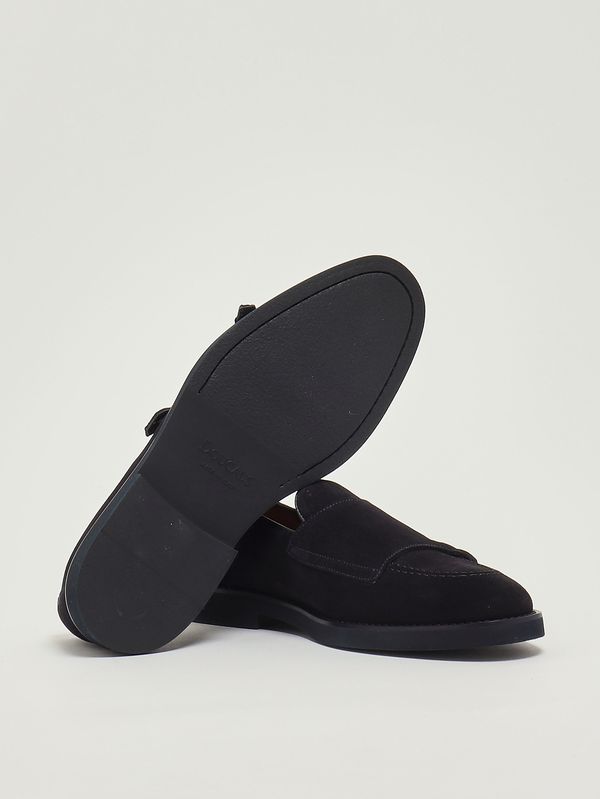 4. Mocassino uomo Adler Double Monk in suede Navy Doucal's du3419salouf009