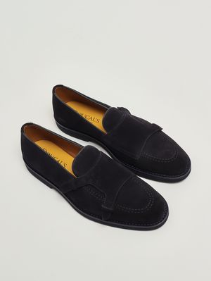 2. Mocassino uomo Adler Double Monk in suede Navy