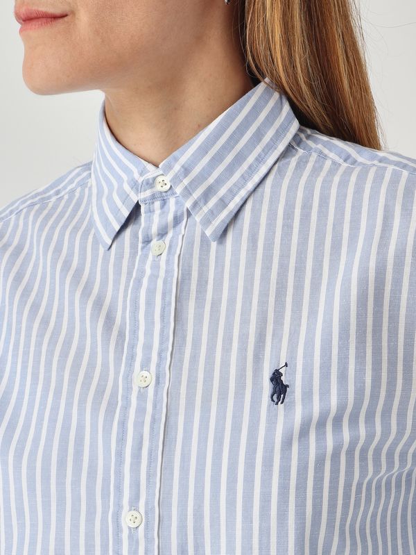 5. Chemise femme classic fit en coton Better Cotton et lin. Blanc-Bleu Polo Ralph Lauren 211971514