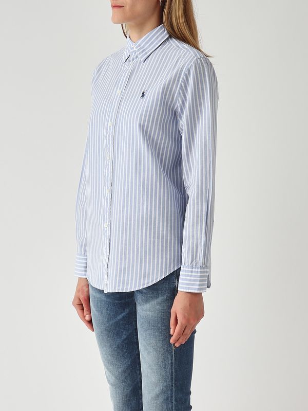 3. Chemise femme classic fit en coton Better Cotton et lin. Blanc-Bleu Polo Ralph Lauren 211971514