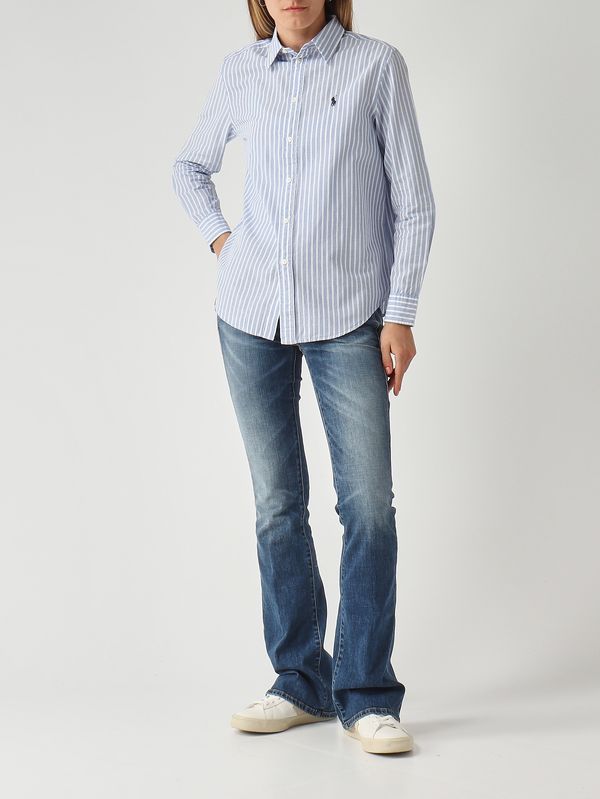 2. Chemise femme classic fit en coton Better Cotton et lin. Blanc-Bleu Polo Ralph Lauren 211971514