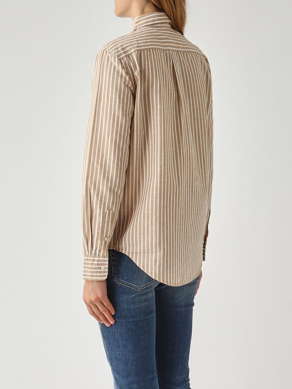 4. Camicia donna classic fit in cotone Better Cotton e lino Bianco-Beige Polo Ralph Lauren 211971514
