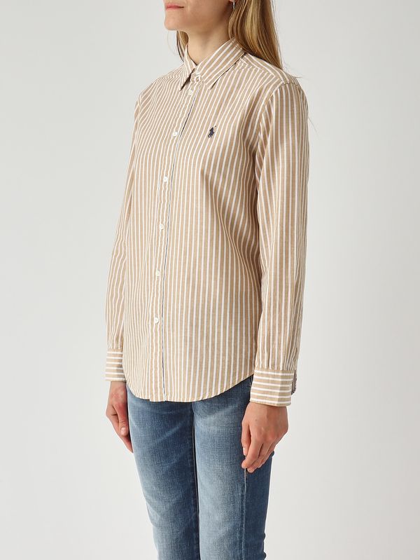 3. Camicia donna classic fit in cotone Better Cotton e lino Bianco-Beige Polo Ralph Lauren 211971514