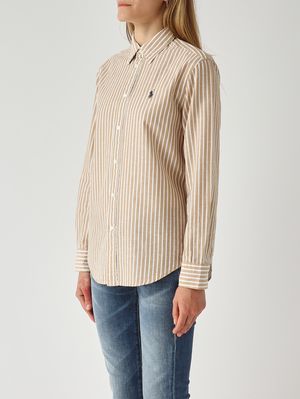 3. Camicia donna classic fit in cotone Better Cotton e lino Bianco-Beige