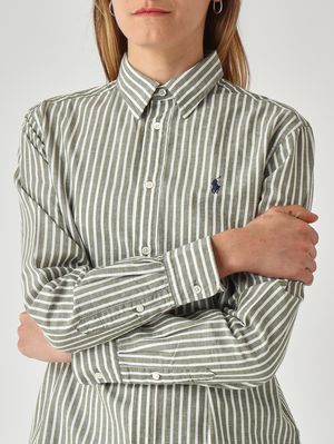 5. Chemise femme classic fit en coton Better Cotton et lin. Blanc-Sauge