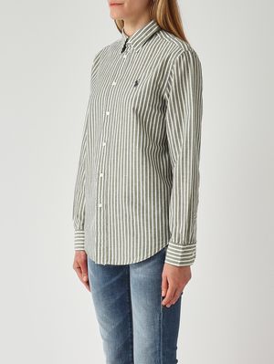 3. Chemise femme classic fit en coton Better Cotton et lin. Blanc-Sauge
