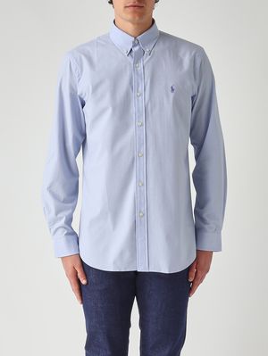 1. Herrenhemd Custom Fit aus Stretch-Baumwolle Hellblau