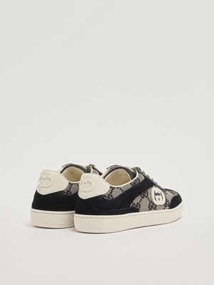 3. Baskets enfant en cuir et toile Beige-Bleu