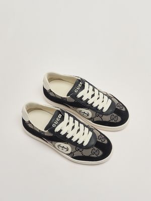 2. Baskets enfant en cuir et toile Beige-Bleu