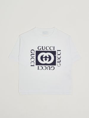1. Mädchen-T-Shirt aus Baumwolljersey Weiß-Blau