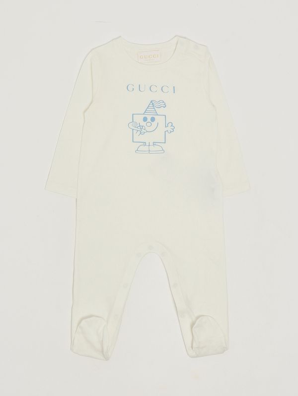 1. Pelele de algodón para bebé Blanco Celeste Gucci 855550xjhpi