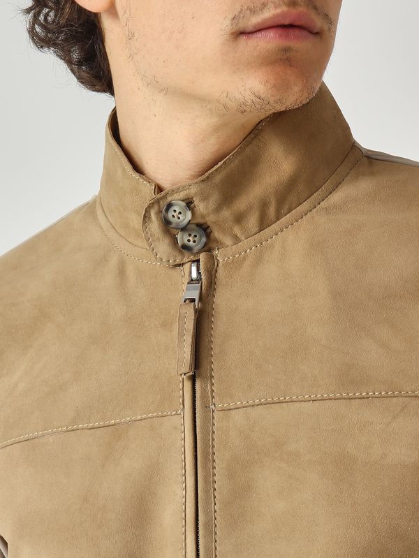 5. Herrenjacke Mercury aus Veloursleder und Stretch-Nylon Turteltaube-Kamel The Jack Leathers mermnsue