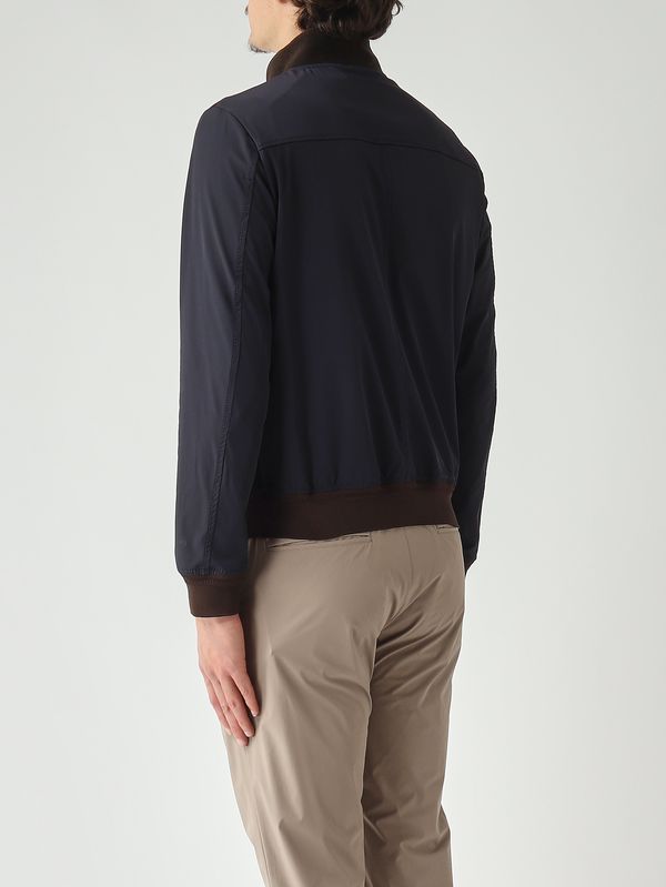 4. Veste homme Mercury en daim et nylon extensible Bleu marine - Marron foncé The Jack Leathers mermnsue