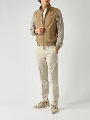 2. Herrenjacke Mercury aus Veloursleder und Stretch-Nylon Turteltaube-Kamel
