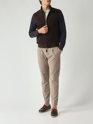 2. Veste homme Mercury en daim et nylon extensible Bleu marine - Marron foncé