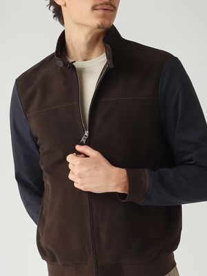 5. Veste homme Mercury en daim et nylon extensible Bleu marine - Marron foncé