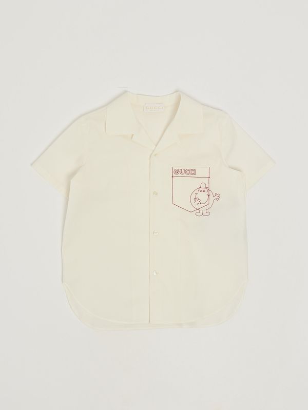 Kinderhemd aus Stretch-Baumwolle Weiß Gucci