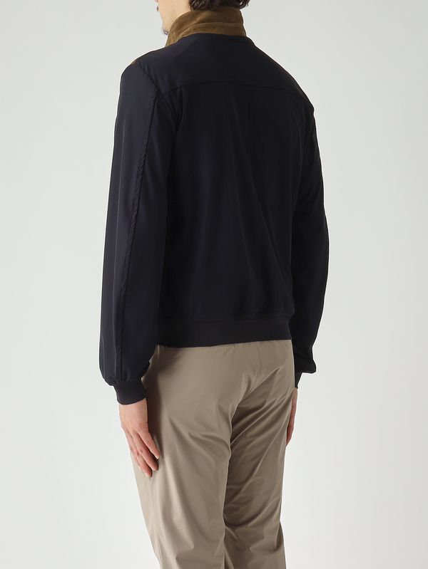 4. Men's Dante jacket in suede and stretch nylon Navy-Khaki The Jack Leathers danmnsue