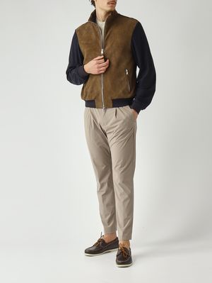 2. Men's Dante jacket in suede and stretch nylon Navy-Khaki