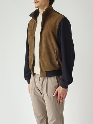 3. Men's Dante jacket in suede and stretch nylon Navy-Khaki