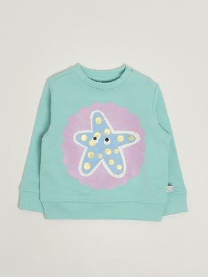 1. Sweat-shirt en coton pour bébé fille Vert