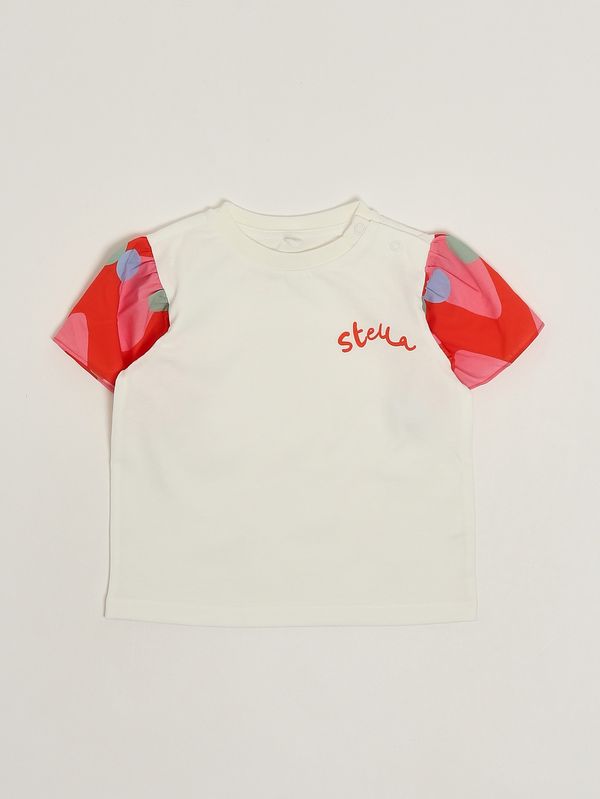 1. T-shirt en coton biologique pour bébé fille Blanc-Rouge Stella McCartney ty8111z0434
