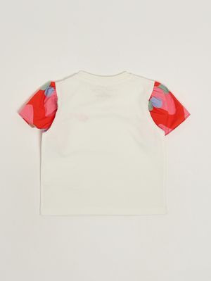 3. T-shirt en coton biologique pour bébé fille Blanc-Rouge
