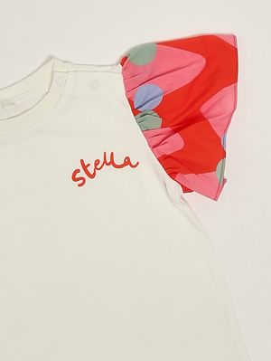 2. T-shirt en coton biologique pour bébé fille Blanc-Rouge