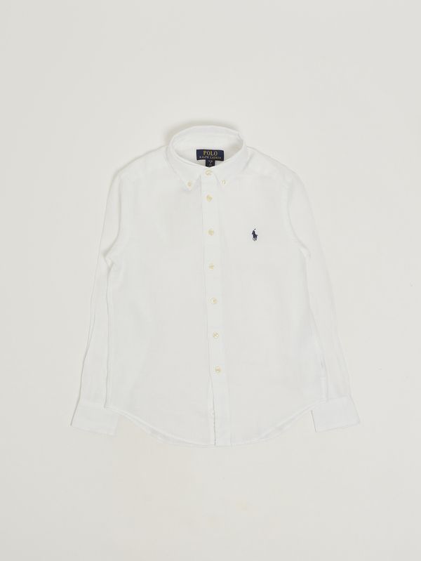1. Camicia bambino Oxford in lino Bianco Polo Ralph Lauren 323967600